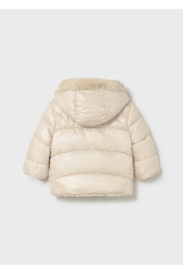 Детское пальто для девочек двустороннее с колокольчиковым рукавом Mayoral, Beige — фото 2