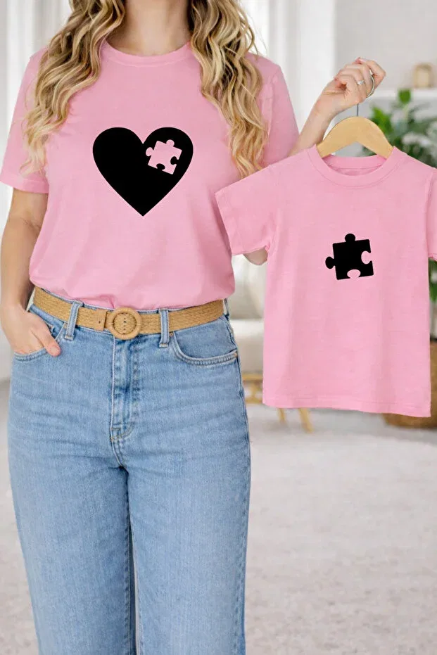 Женская футболка свободного кроя с принтом Mother Child Combination Oversized T-Shirt Lorvex, Pink