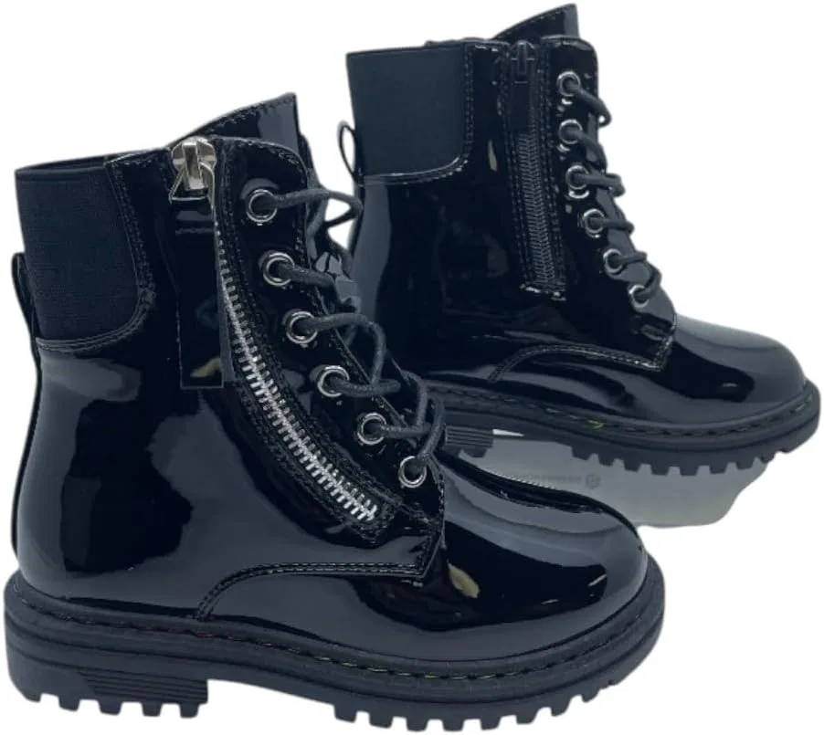 Детские ботинки для девочек со шнуровкой Forever Link, Black Patent — фото 4