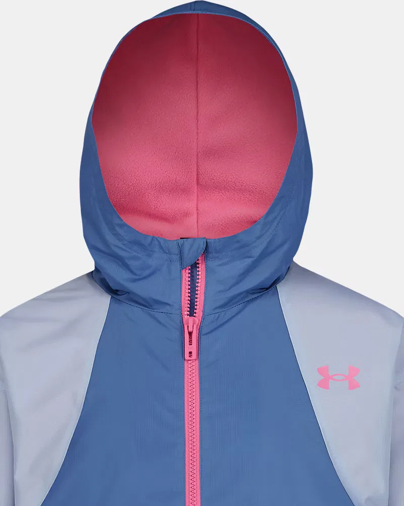 Ветровка детская водоотталкивающая с капюшоном Manataug UnderArmour, Spackle Blue/Pink Frenzy — фото 2