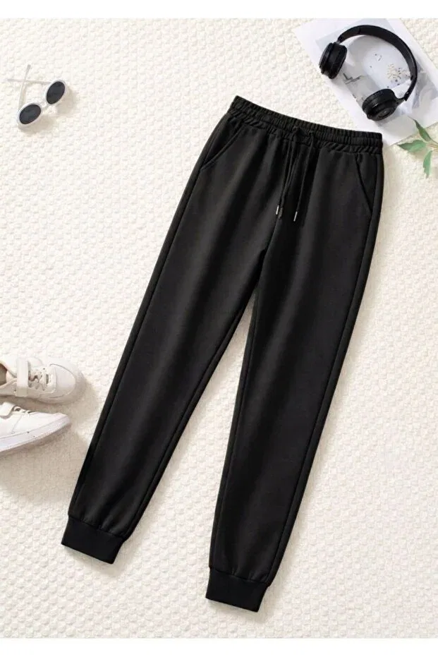 Детские спортивные штаны для девочек хлопковые K Karavul Kids, Black — фото 2