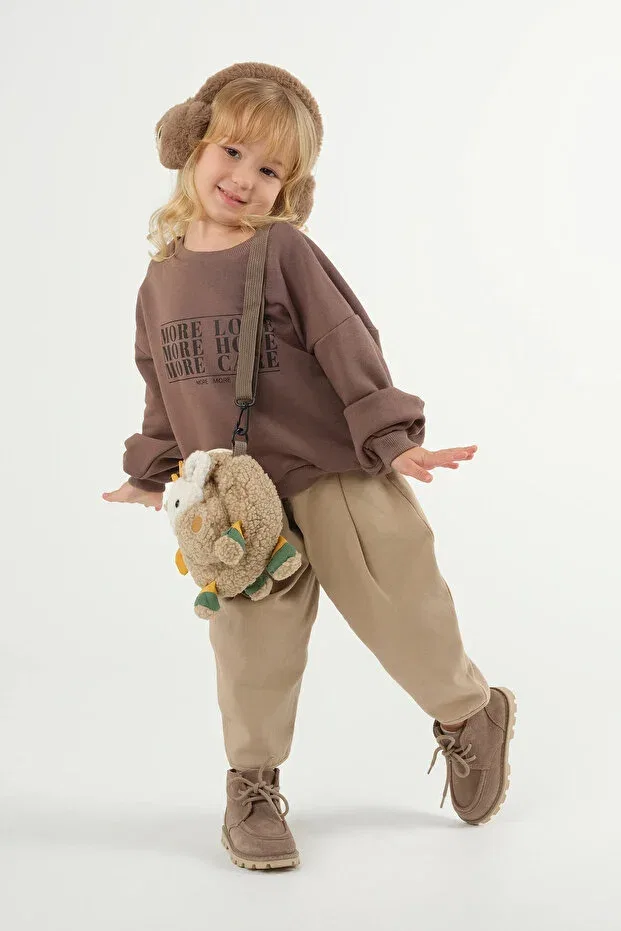 Детские свитшот для девочек с принтом Mioma Kids, Brown — фото 4