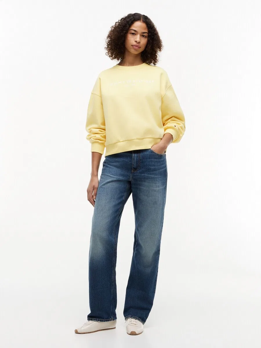 Толстовка TOMMY HILFIGER 'Logo Relaxed' желтого цвета — фото 4