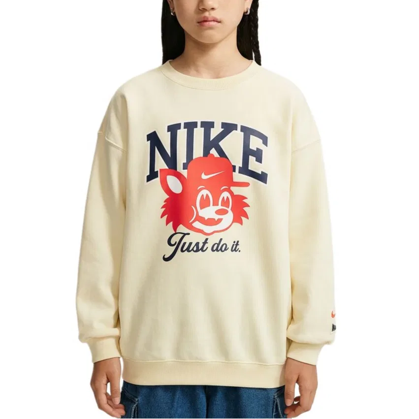 Детский свитшот с начесом Oversize Style Nike, Coconut Milk
