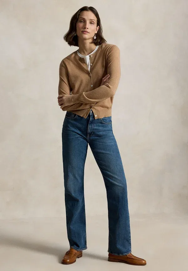 Кардиган шерстяной Merino wool crewneck cardigan Polo Ralph Lauren, Collection Camel Melange — фото 2