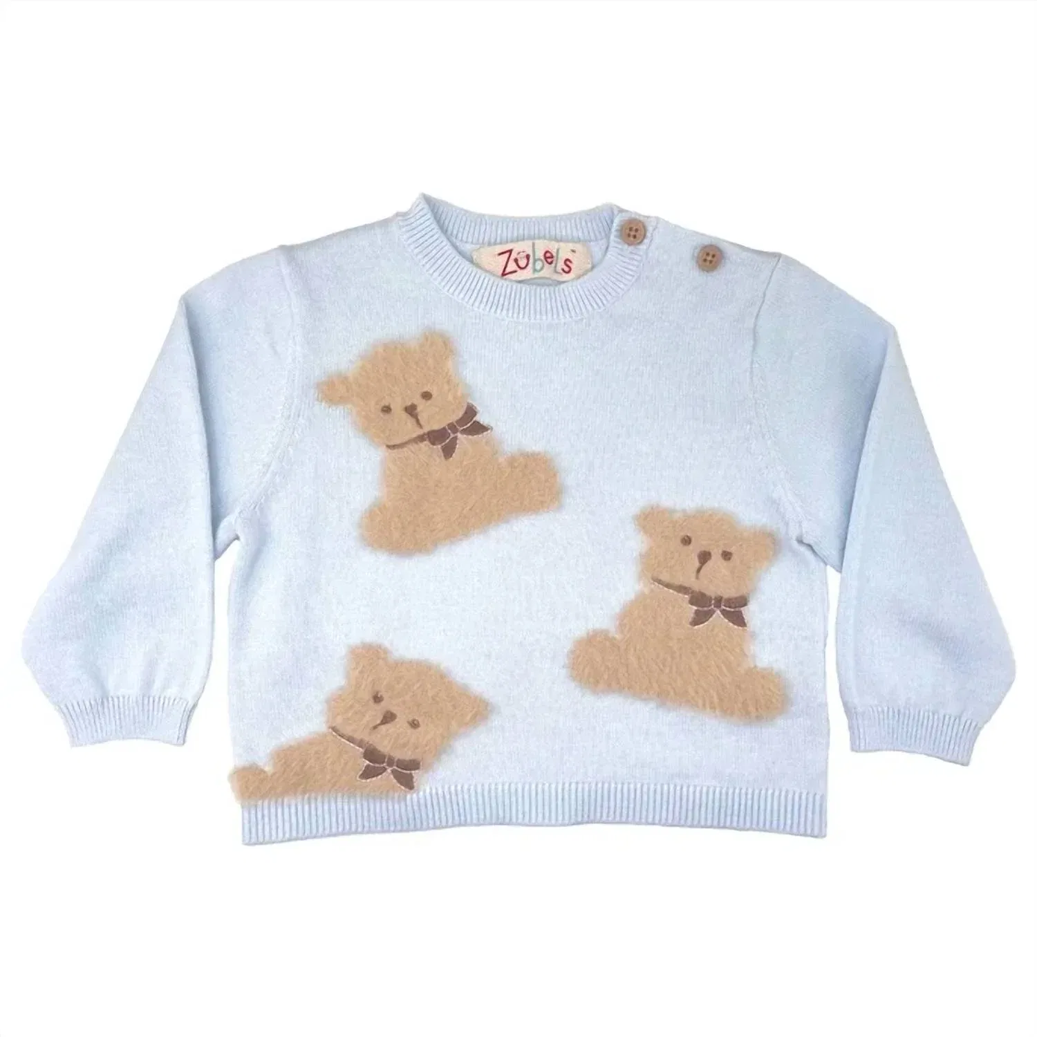 Детский свитер для мальчиков с принтом Fuzzy Bear Zubels, Light Blue