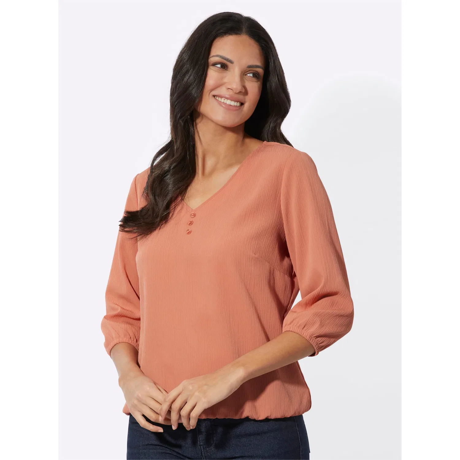 Женская блуза без застежки с V-образным вырезом Classic Basics, Papaya