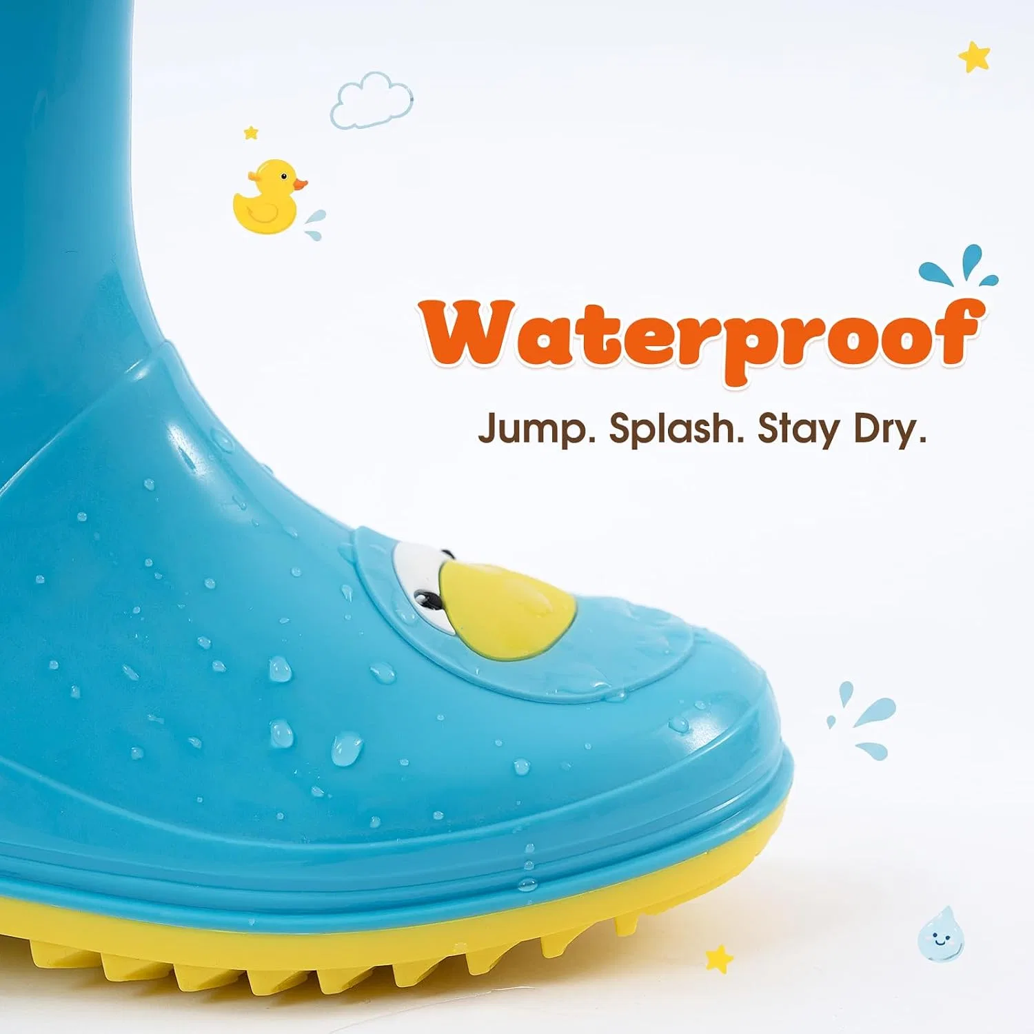 Детские сапоги дождевые с принтом Pink Cat Blue Penguin HaloFADD, Blue — фото 2