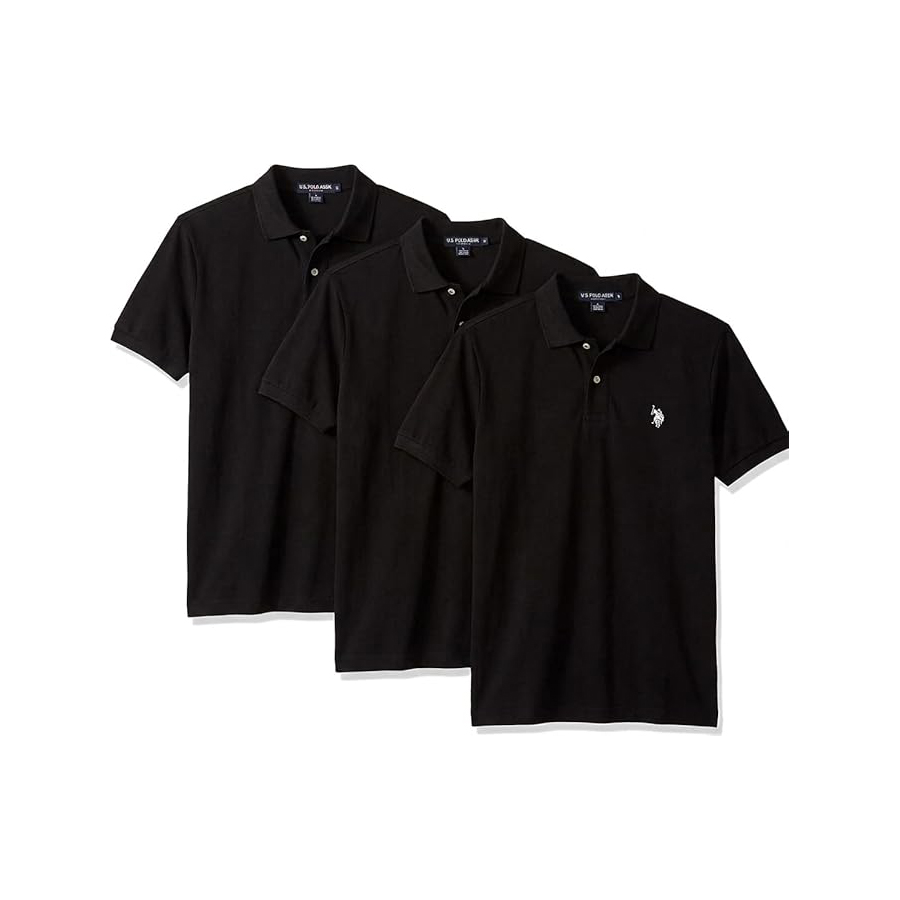 Комплект поло U.S. Polo Assn. Solid Short Sleeve Interlock, 3 предмета, черный