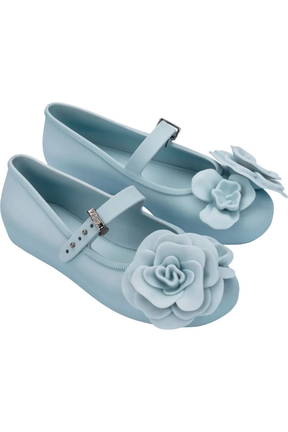 Детские туфли балетки с цветочными аппликациями Mini Melissa, синий