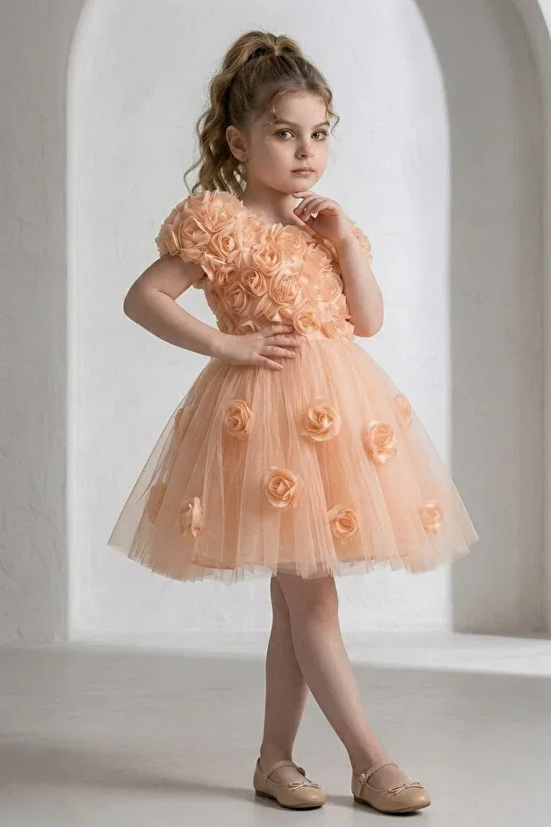 Детское платье для девочек с коротким рукавом Rosali lase detail girls tutu evening dress m00803 Mnk Baby&Kids, Somon — фото 4