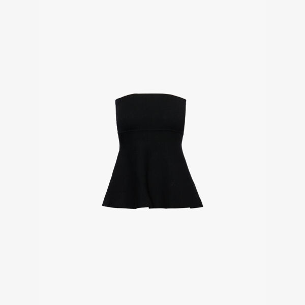 

Агатовый трикотажный топ-бюстье без бретелек The Frankie Shop, черный