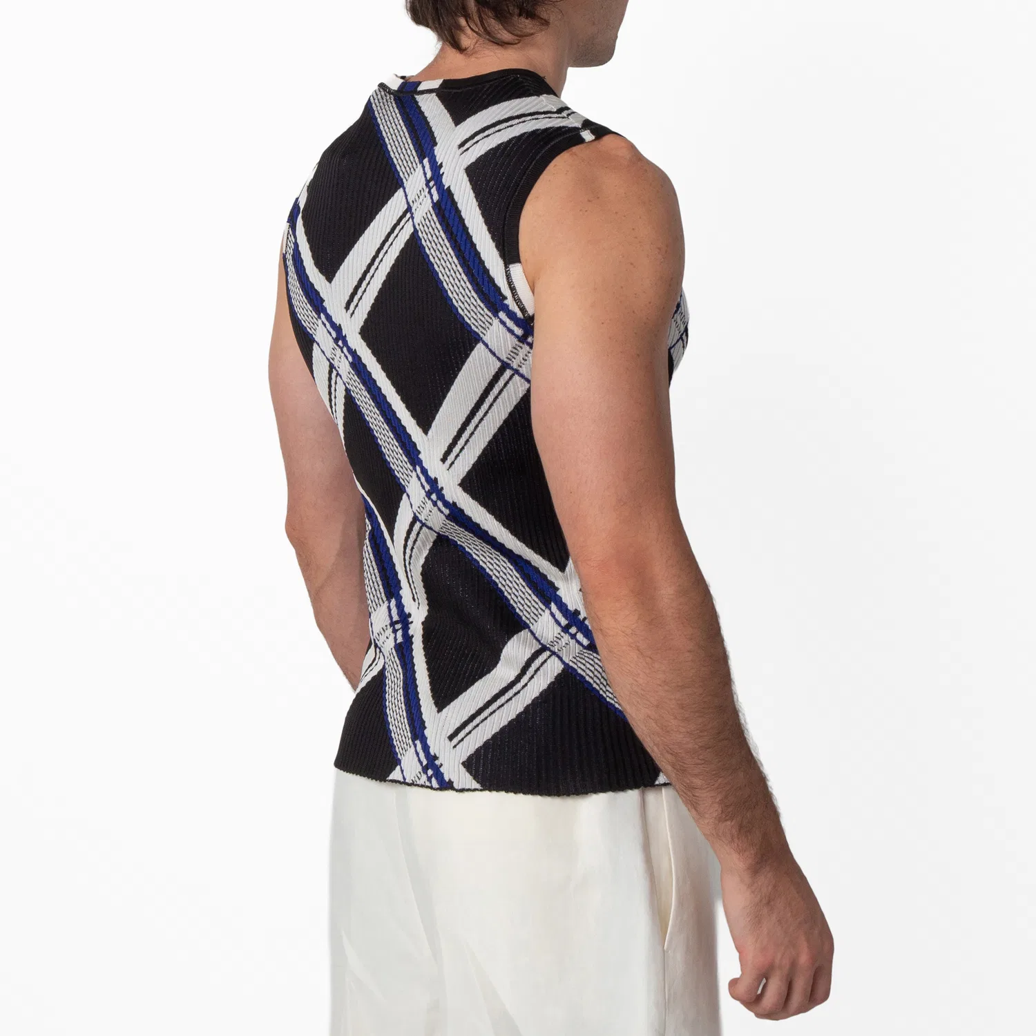 Жилет с жаккардовым узором Check Jacquard-Knitted Silk Vest Burberry, Black Ip Chk — фото 3