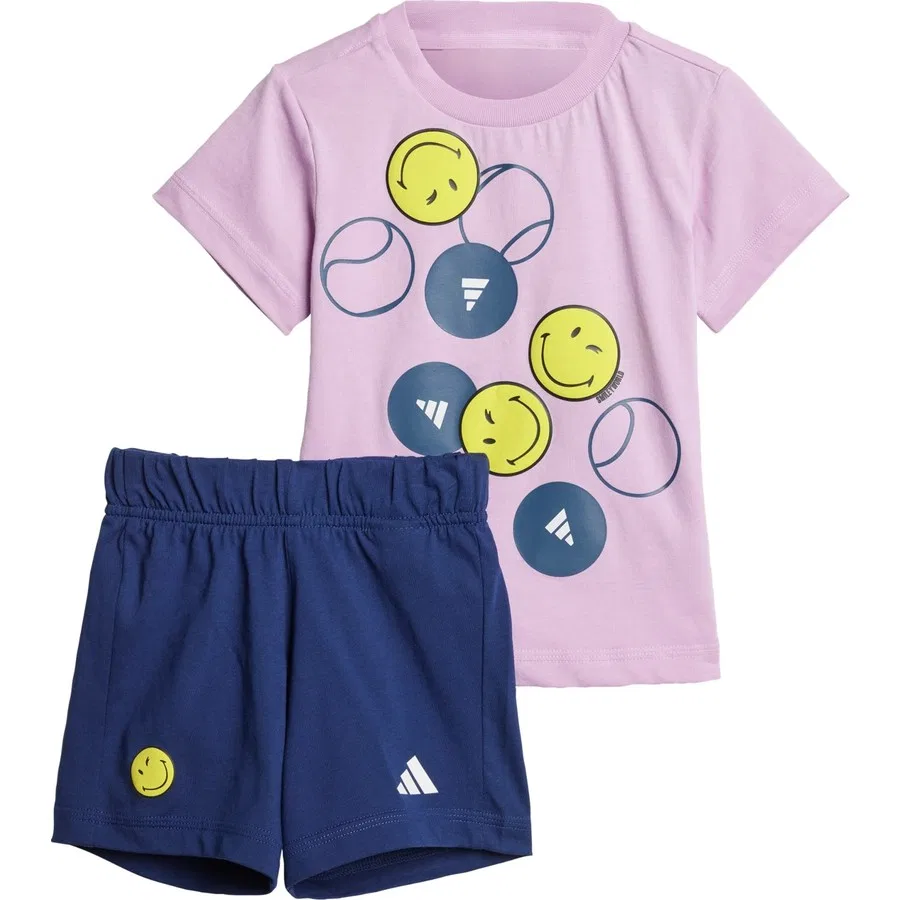 Комплект из футболки и шорт с принтом Smileyworld adidas, Сиреневый