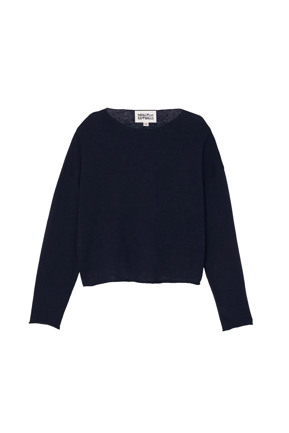 Укороченный свитер из льна и шерсти ZARA, Navy Blue — фото 3