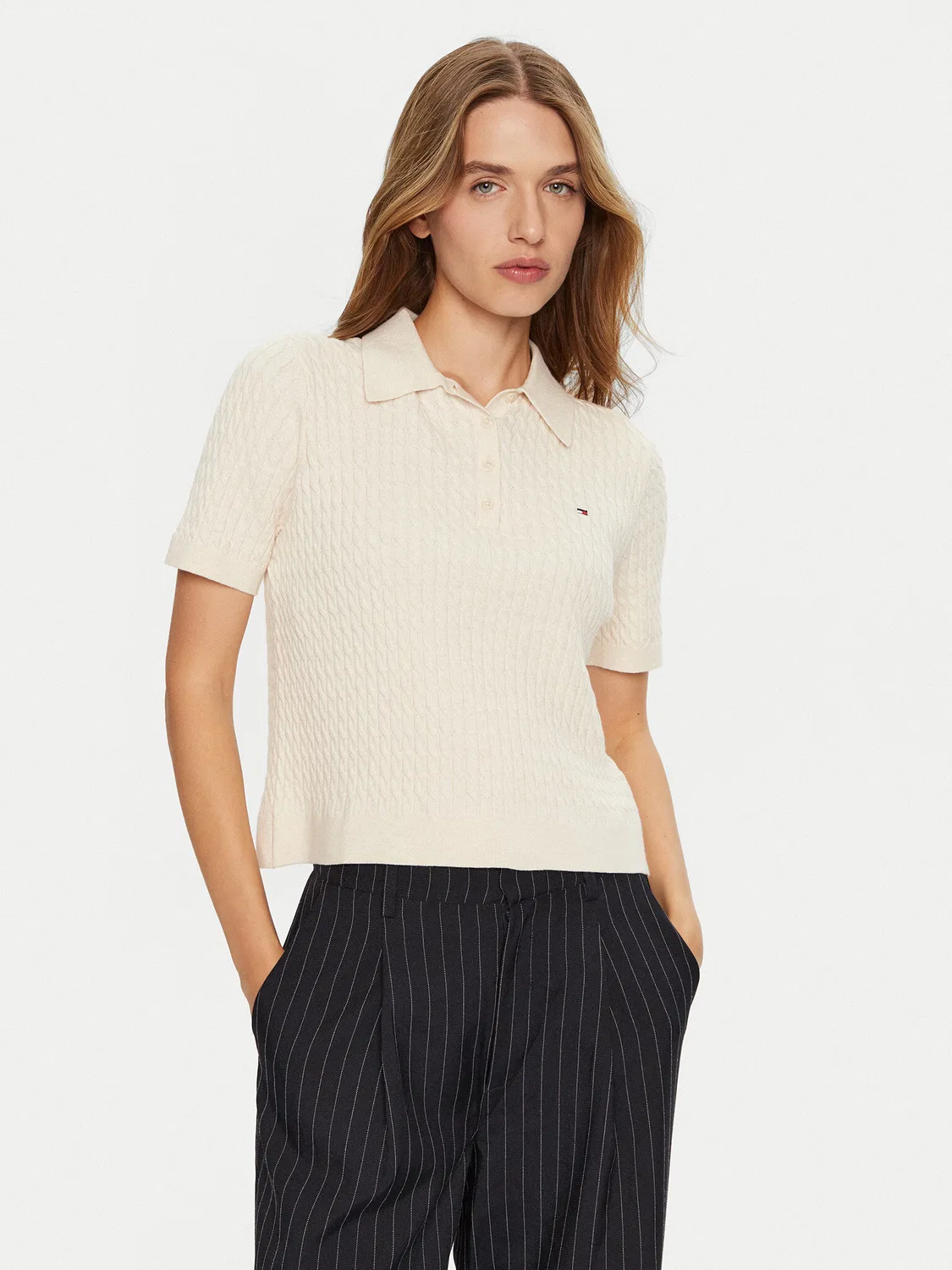Женское поло стандартного кроя Tommy Hilfiger, кремовый