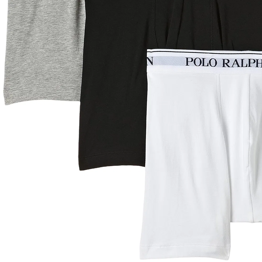 Мужские боксеры из хлопка, комплект из 3 штук, Polo Ralph Lauren, White/Black/Gray — фото 4