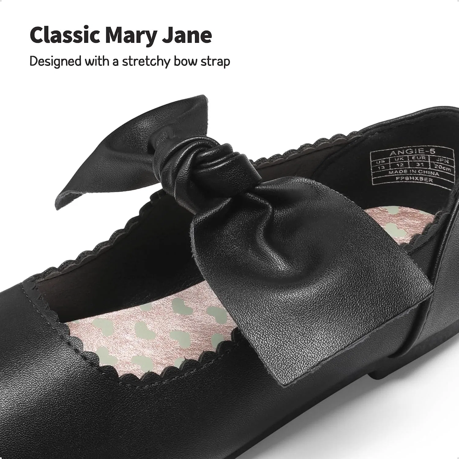 Детские балетки для девочек с бантом Mary Jane DREAM PAIRS, Black — фото 4