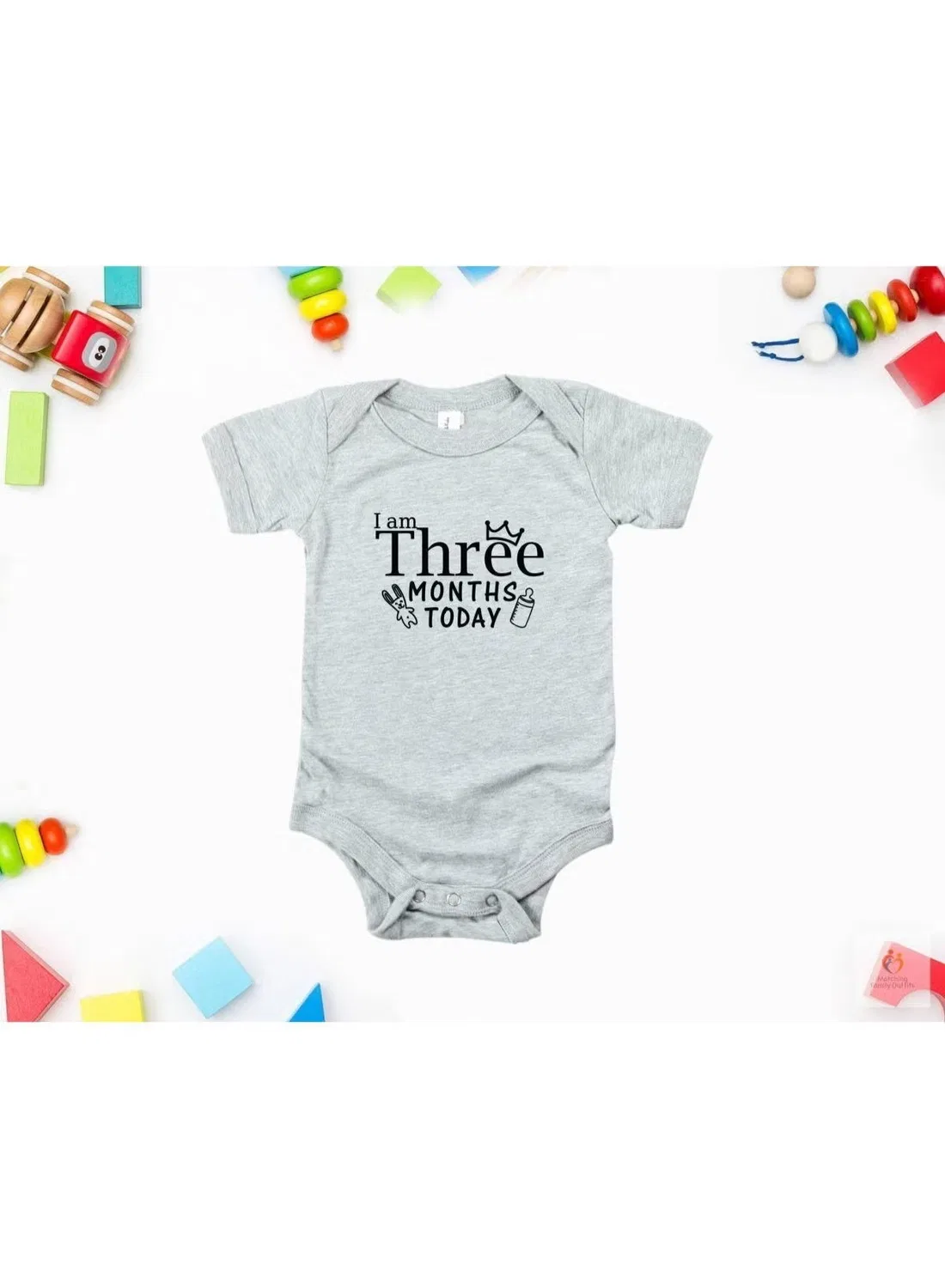 Боди-комбинезон с принтом хлопковый Milestone Monthly Birthday Matching Family Outfits, серый
