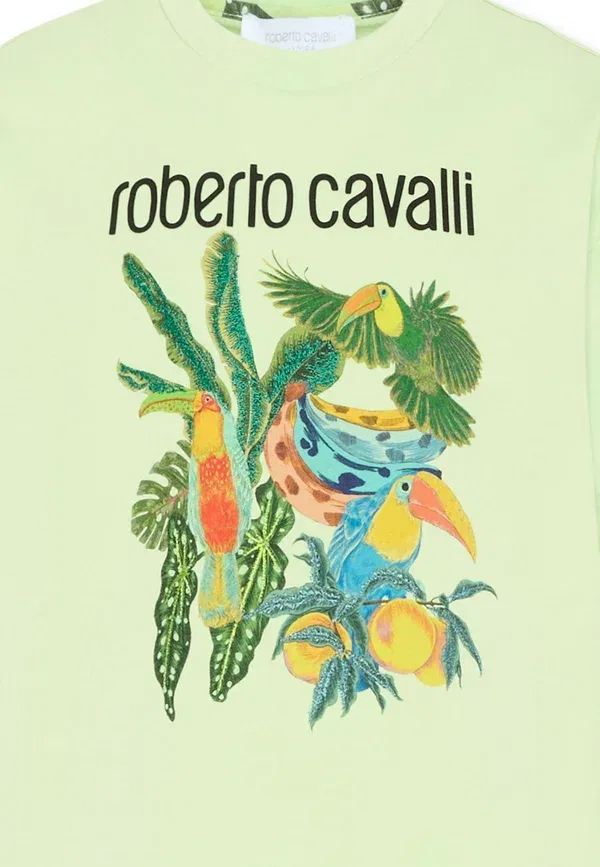 Футболка с принтом Animals Roberto Cavalli Junior Green, зеленый — фото 3
