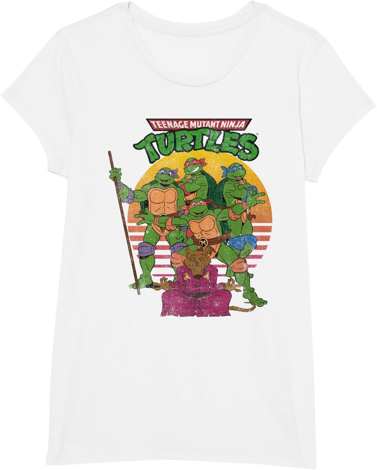 

Детская футболка для девочек Teenage Mutant Ninja Turtles Retro Sun Group, белый