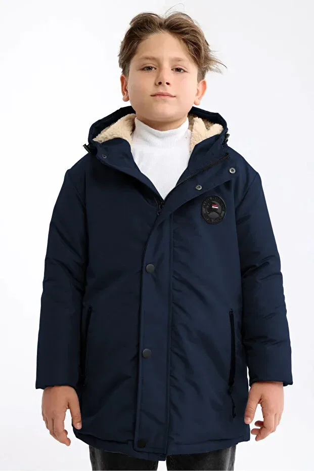 Детское пальто для мальчиков с капюшоном Qawwa, Navy Blue