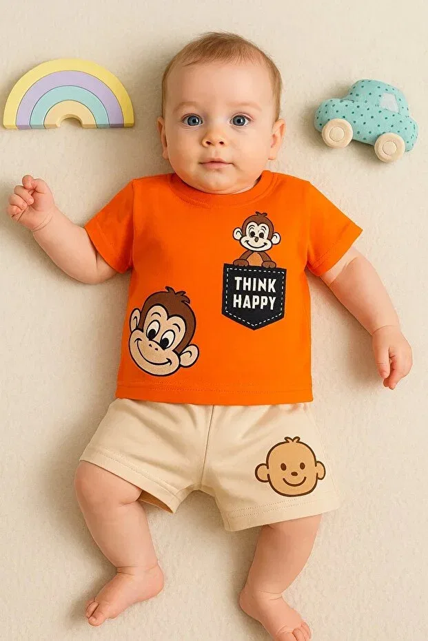 Детское боди-комбинезон для мальчиков с принтом Babydonat, Orange