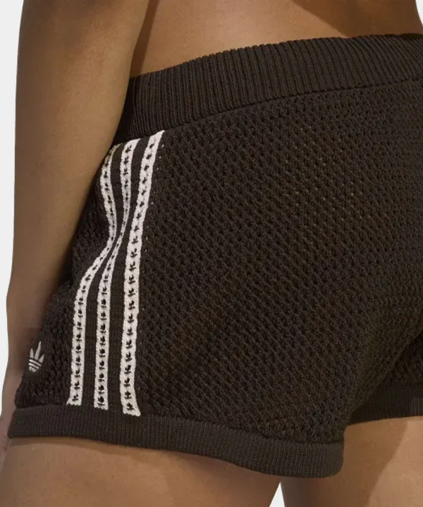 Шорты вязаные укороченные, с кружевным узором, Adidas, аура кофе — фото 4