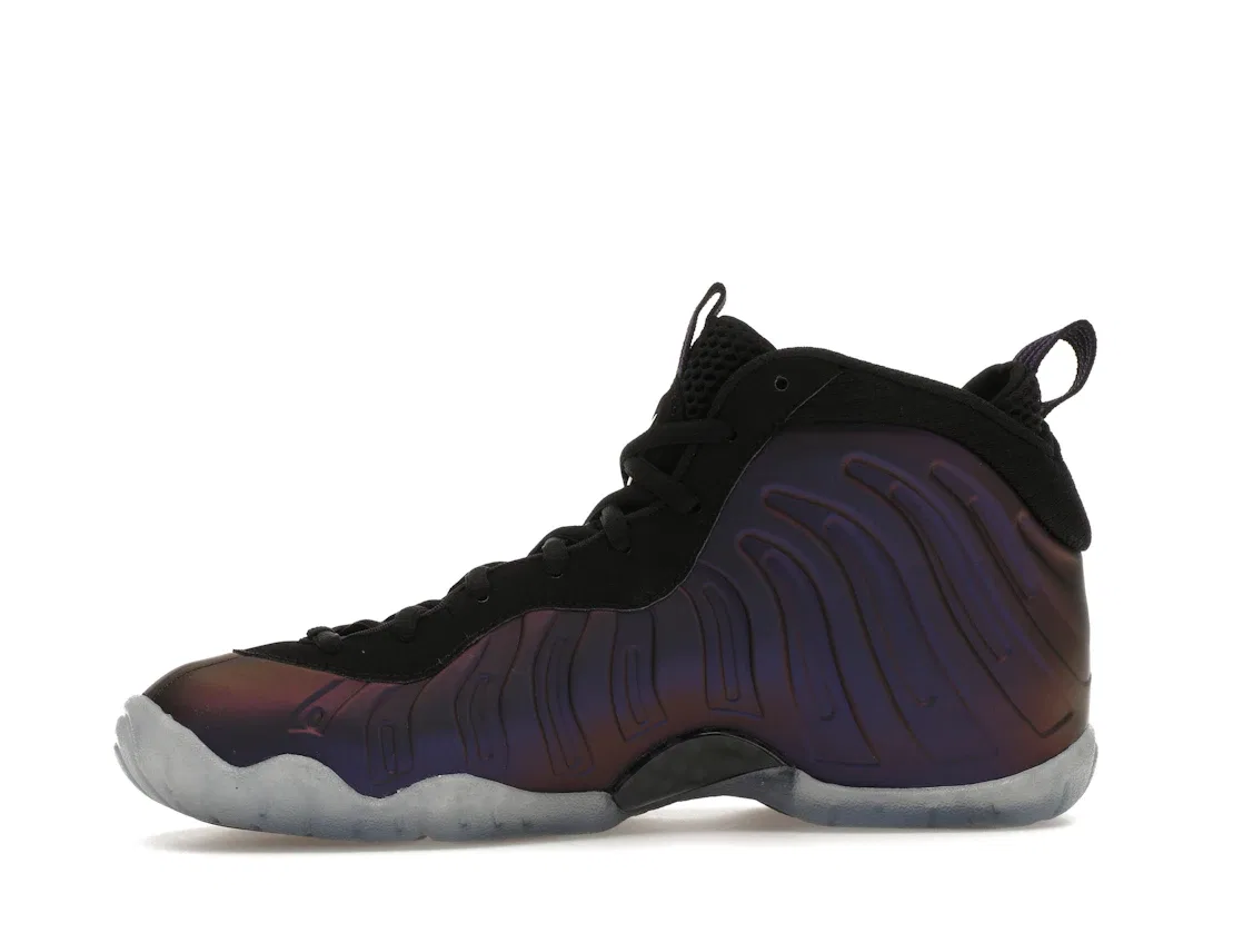 Детские кроссовки для мальчиков и девочек с верхом из нубука Air Nike Foamposite One Nike, Black/Varsity Purple-Varsity Purple — фото 3