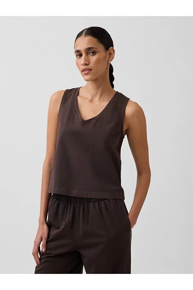 Женский топ-кроп без рукавов Gap, Brown-002