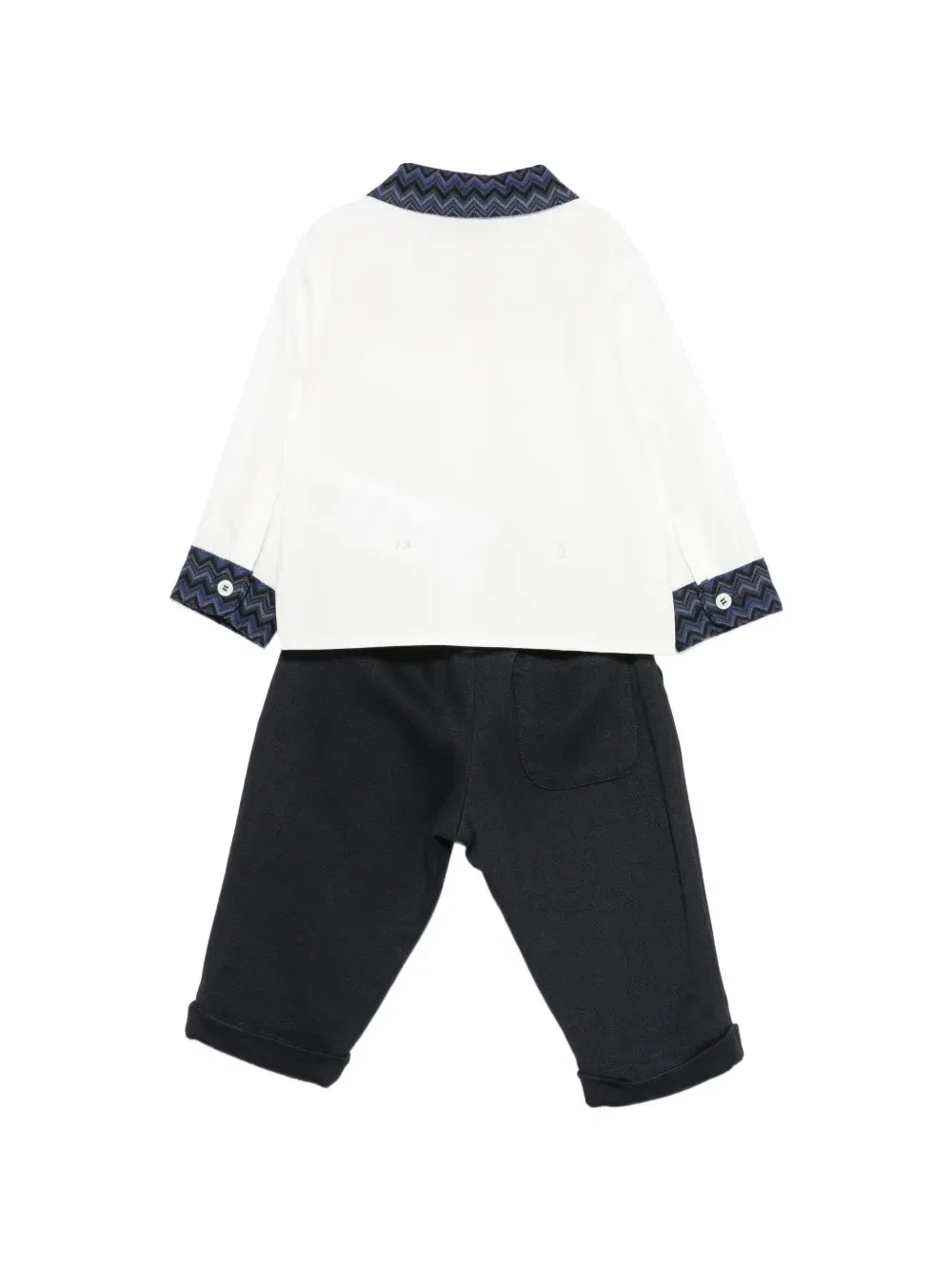 Комплект из рубашки и брюк с отделкой зигзагом Missoni Kids, белый — фото 2