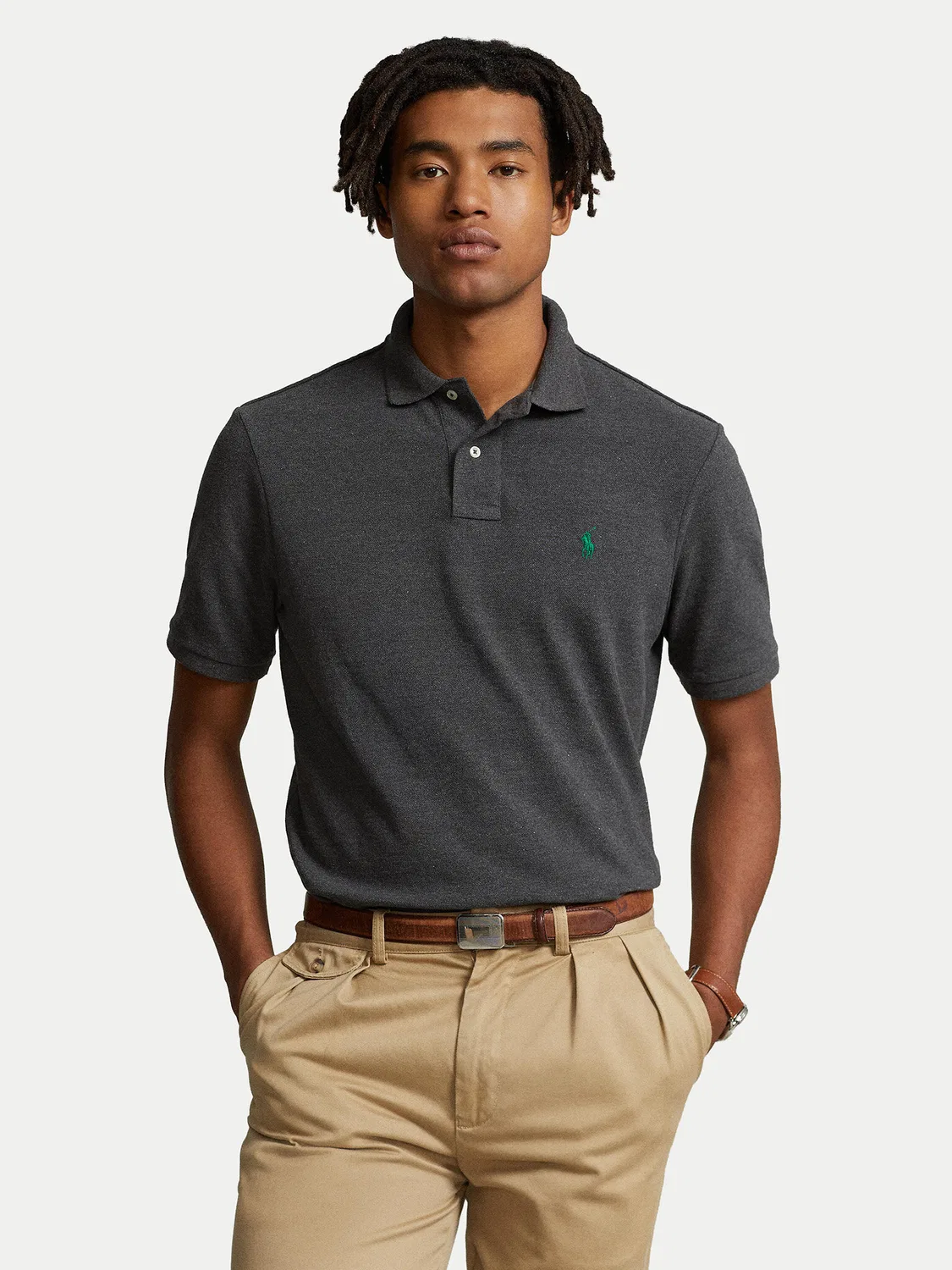 Мужское поло приталенного кроя Polo Ralph Lauren, серый