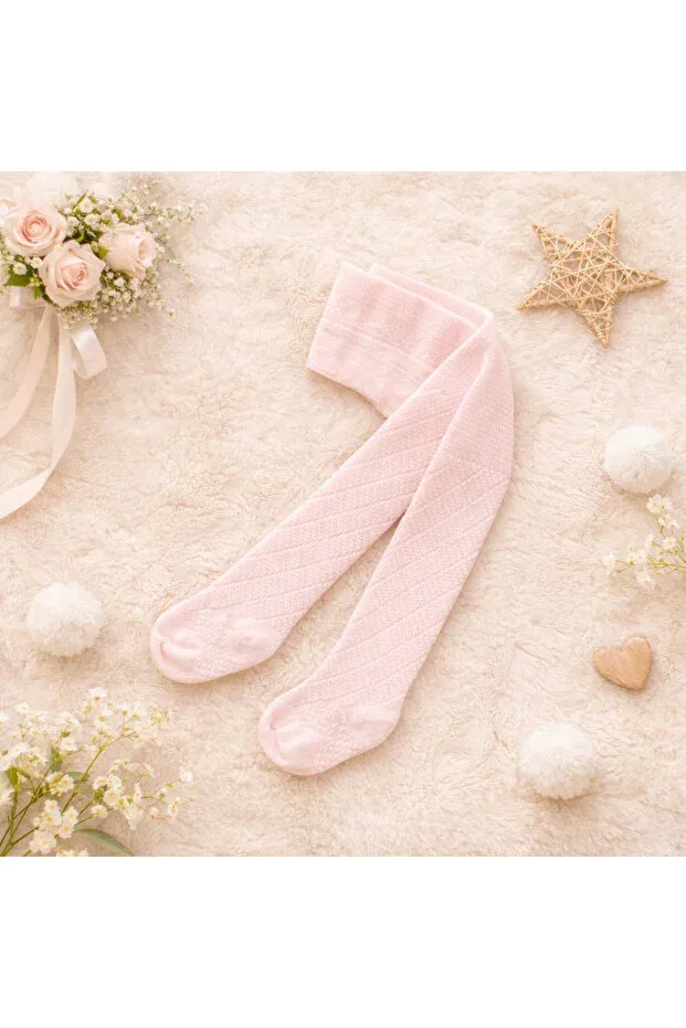 Детские колготки для девочек с узором Happy Baby Butik, Pink-Ecru — фото 3