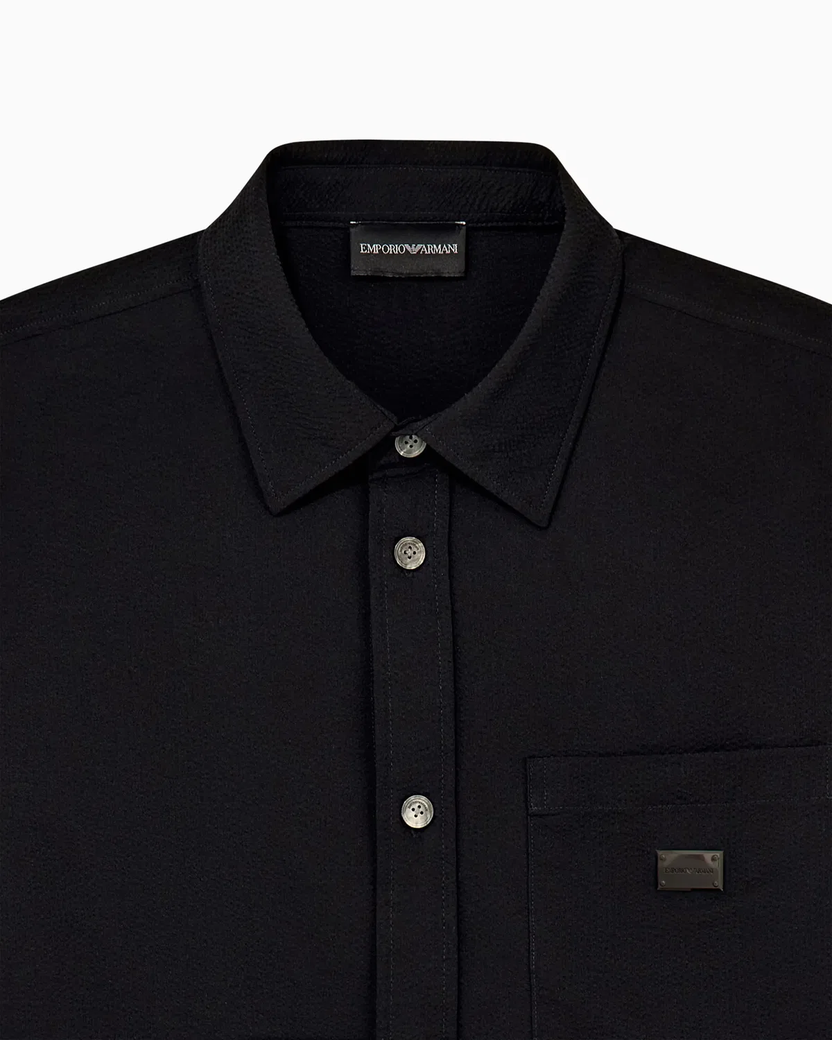 Мужская рубашка из сейрсакера Emporio Armani, Negro — фото 4