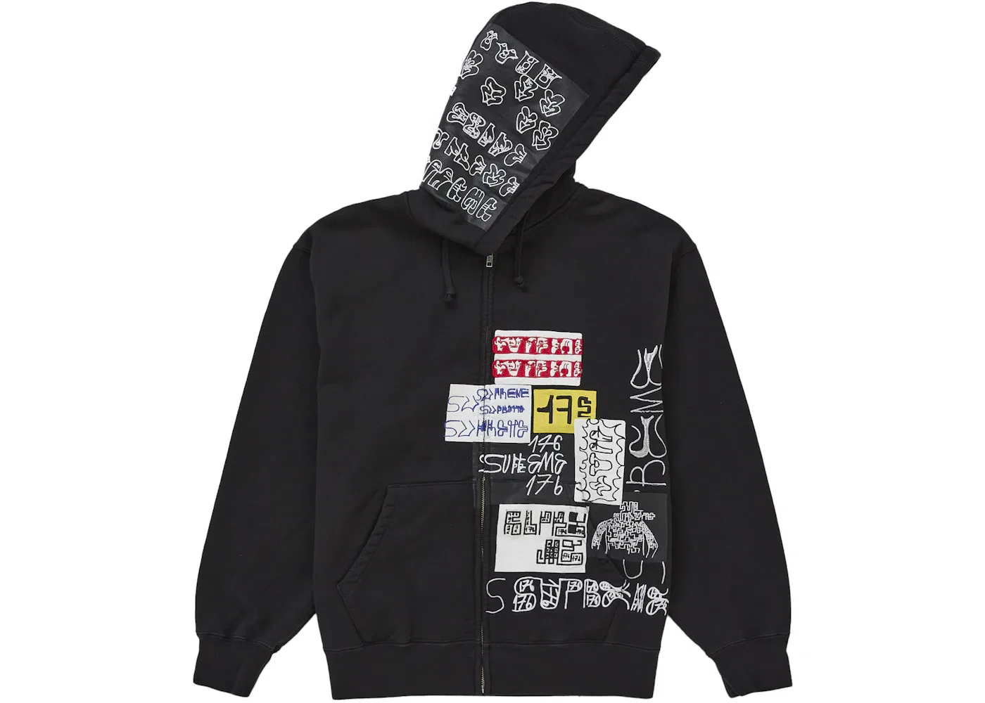 Мужская худи на молнии с принтом 176 Supreme, Black — фото 2