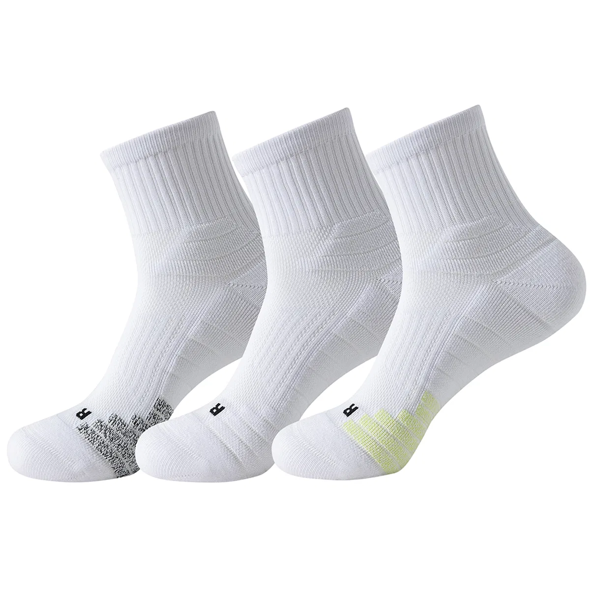 Детские баскетбольные носки, 3 пары, [Crew 3 Pack]White Gray+White+White Green, MIIOW