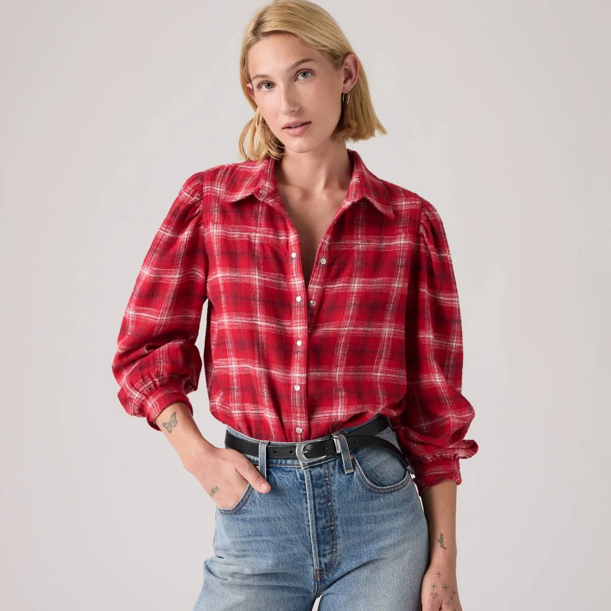 Рубашка в западном стиле Джуна на пуговицах Levi's, красный/белый