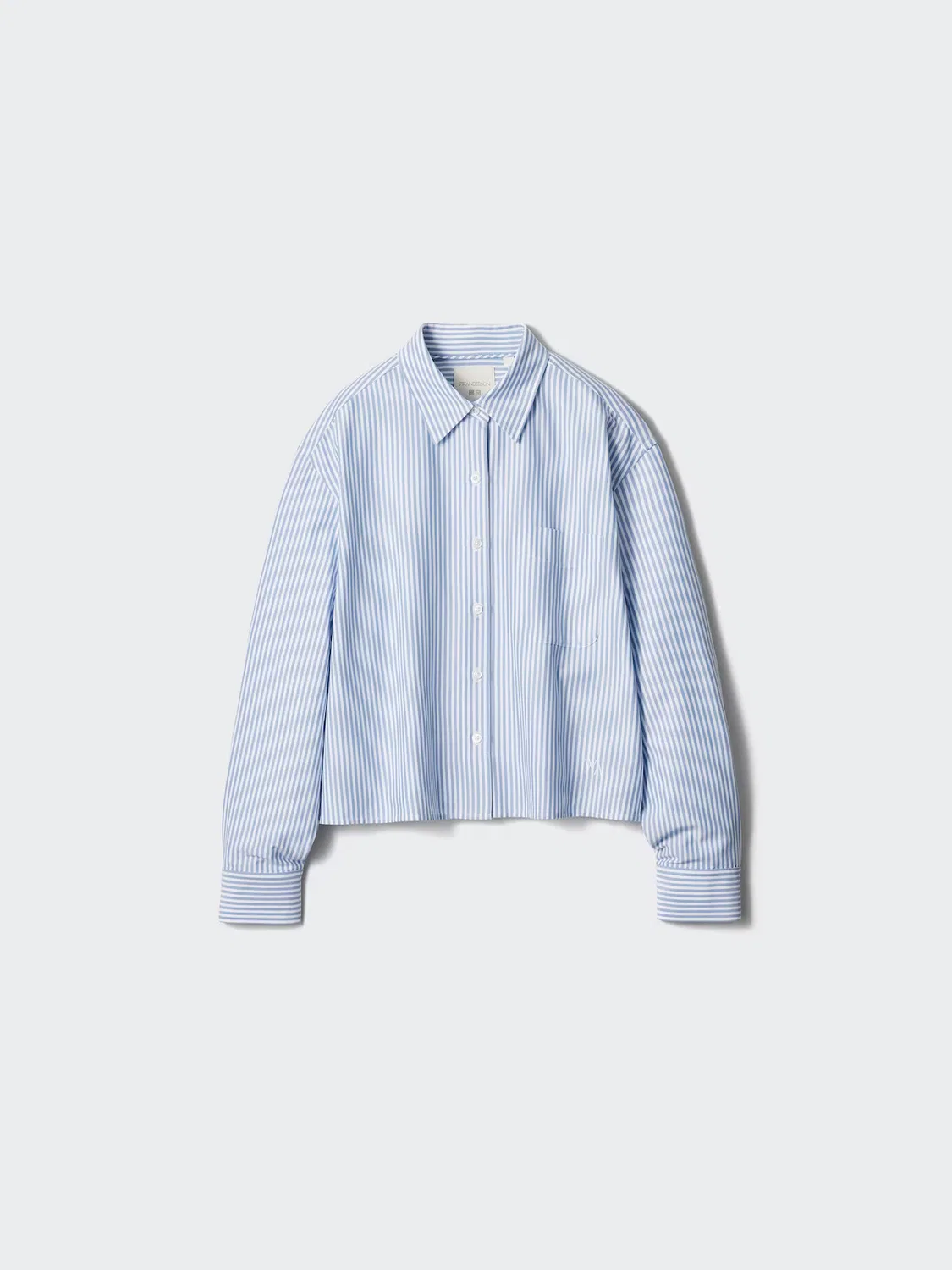 Рубашка Uniqlo, свободный крой, в полоску, синяя — фото 3