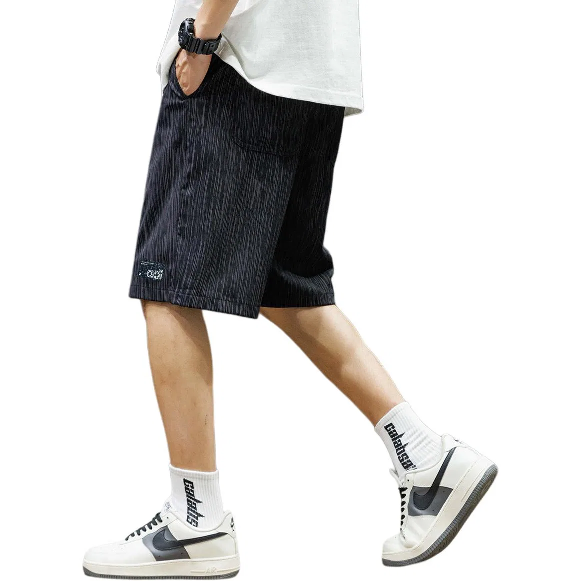 Детские шорты повседневные хлопковые Unisex Thin Tonlion, Черный — фото 4