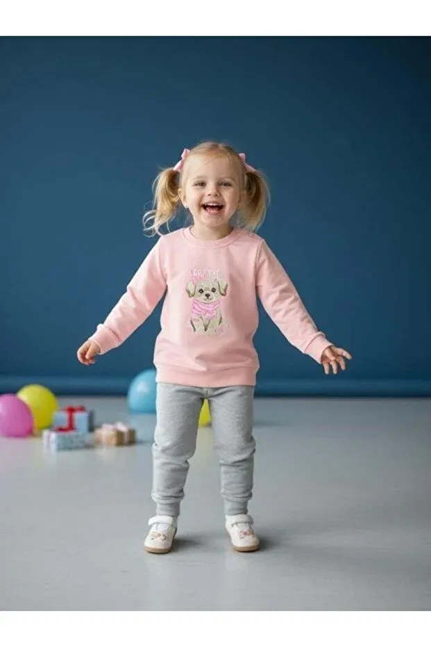 Детский для девочек комплект спортивного костюма с принтом Zekids, Pink