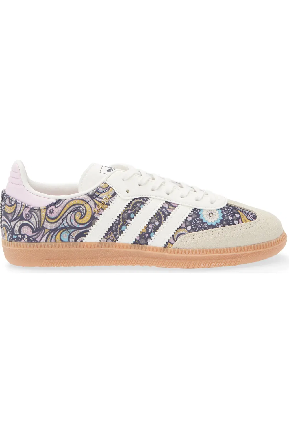 Детские кроссовки футбольного стиля Samba adidas, Core White/Orchid Fusion/Gum — фото 3