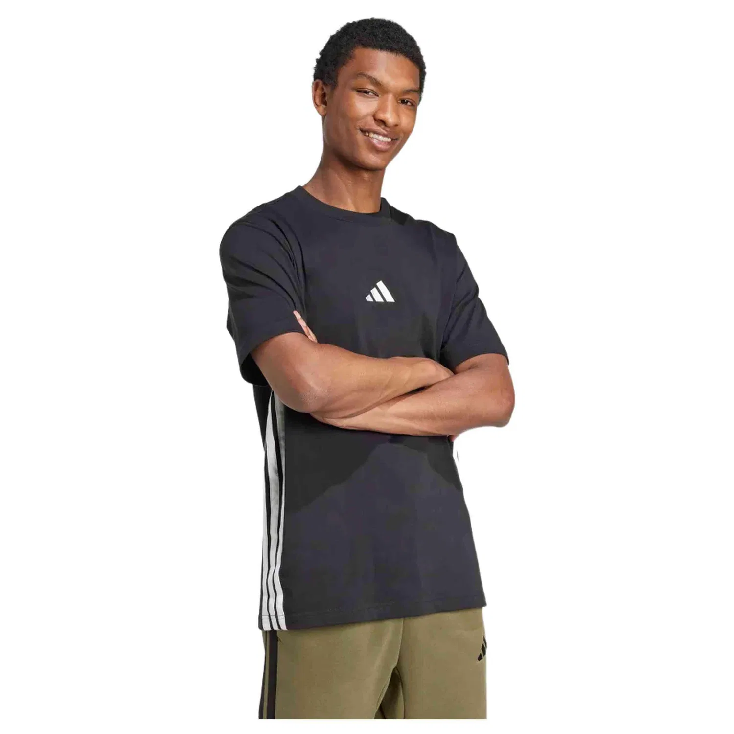 Мужская футболка с длинным рукавом Adidas 3S Single Jersey Tee, Schwarz Bunt — фото 3