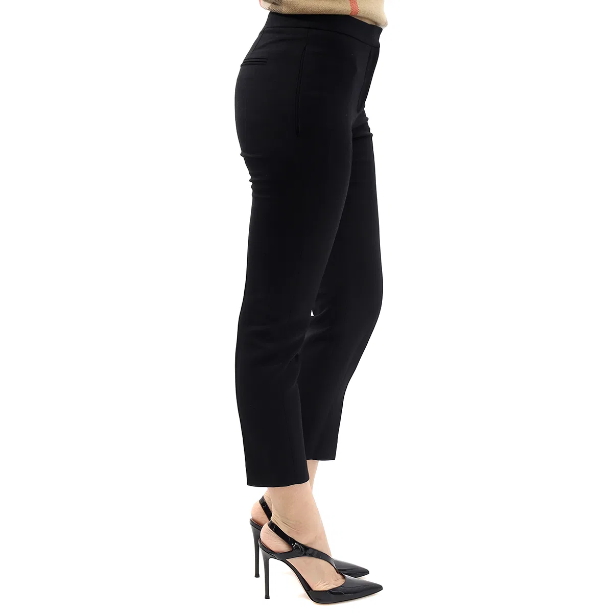 Брюки-кроп из шерсти и шелка Black Wool And Silk Blend Crop Trousers Alexander McQueen, Black — фото 2