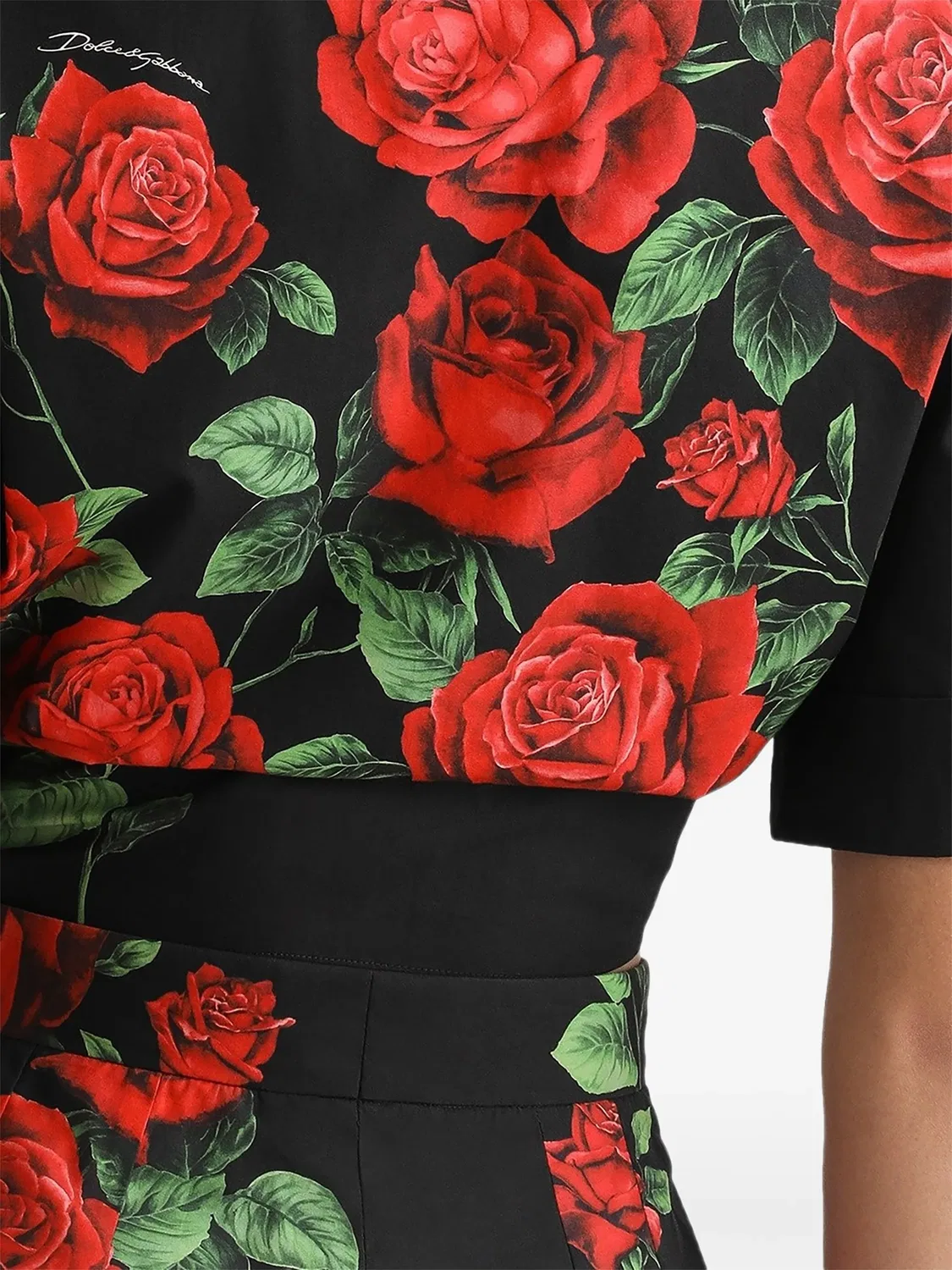 Поплиновая рубашка с цветочным принтом Dolce & Gabbana, черный — фото 4