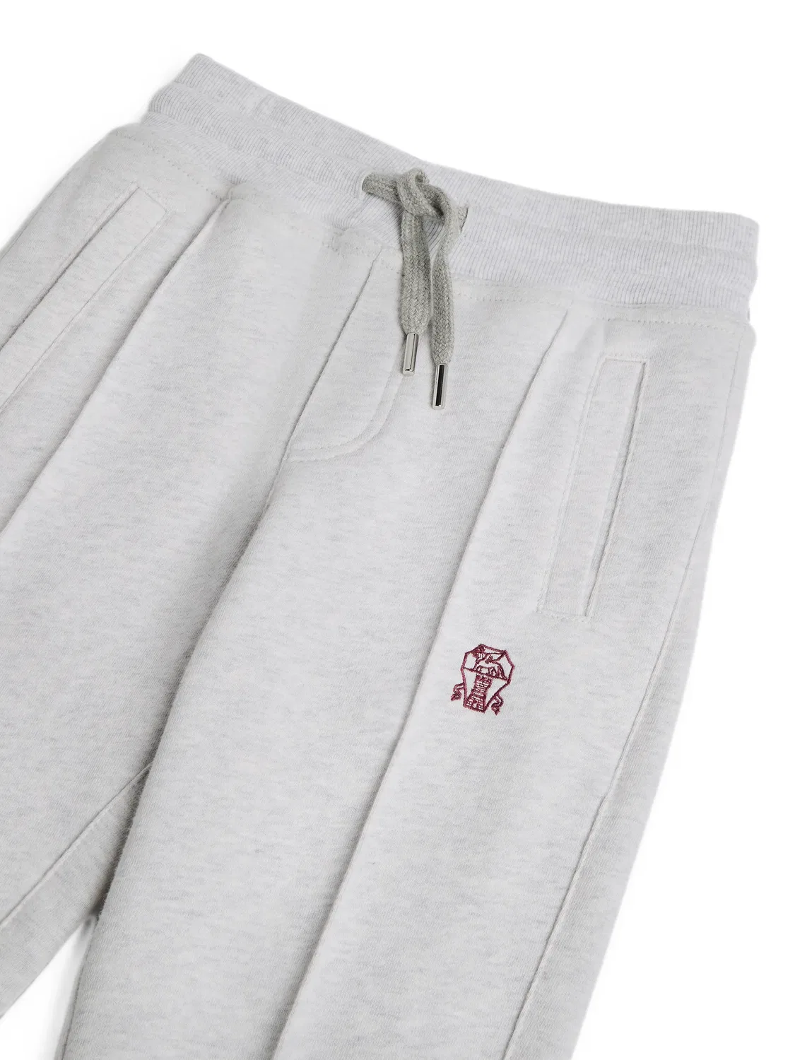 Спортивные брюки с вышитым логотипом Brunello Cucinelli Kids, серый — фото 3