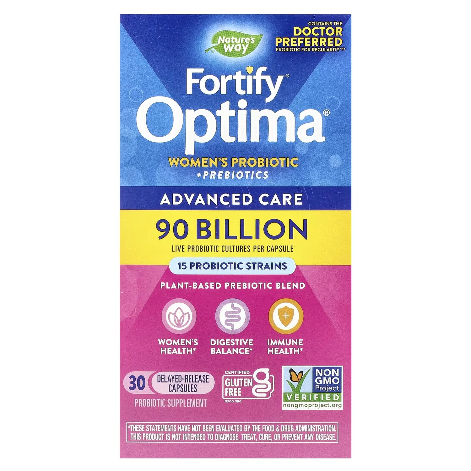 

Добавка Nature's Way Fortify Optima Women's Probiotic + Prebiotics Advanced Care, 30 капсул