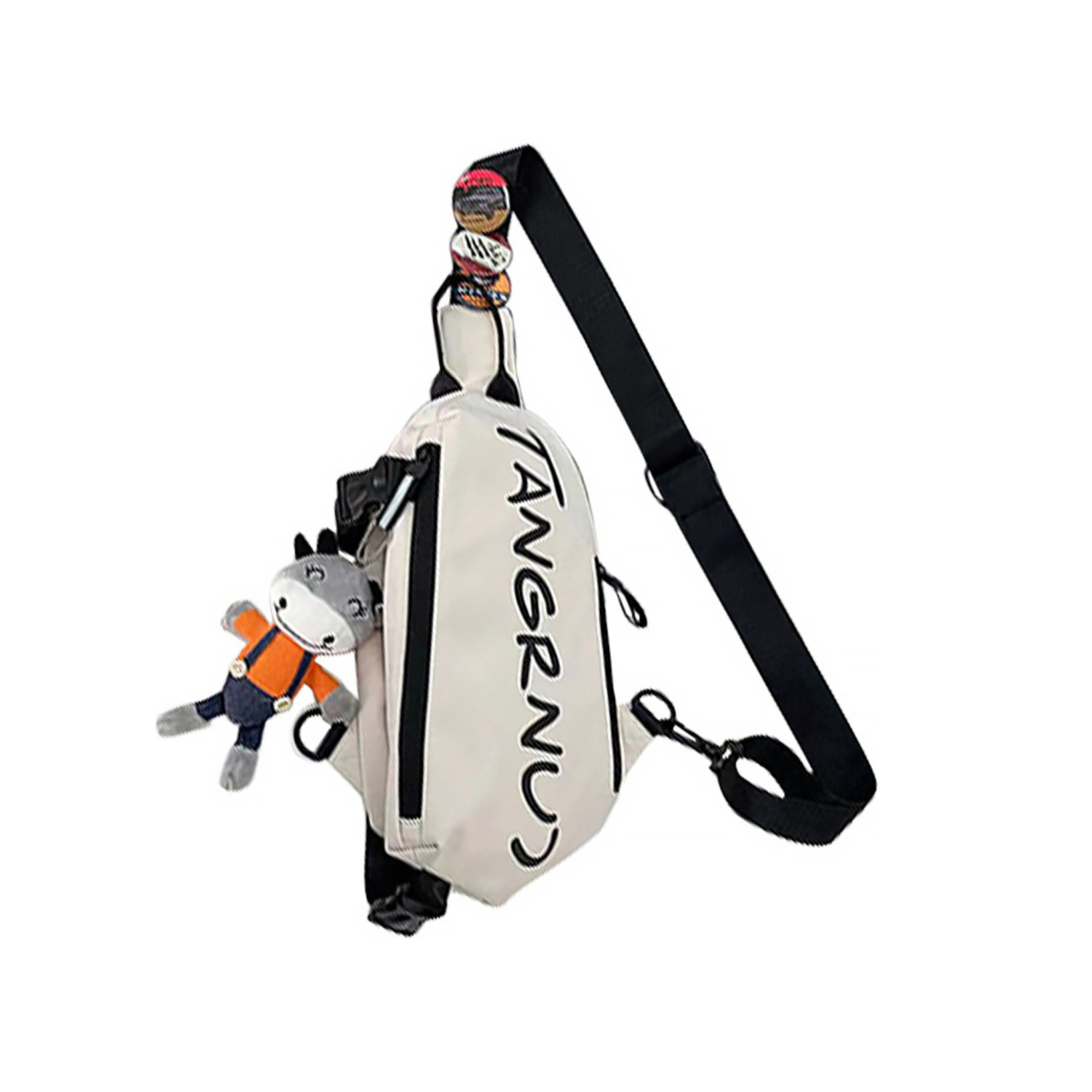 

Нейлоновая сумка для прогулок, слинг-бэг обычная мужская черно-белая BALANG, черная без аксессуаров