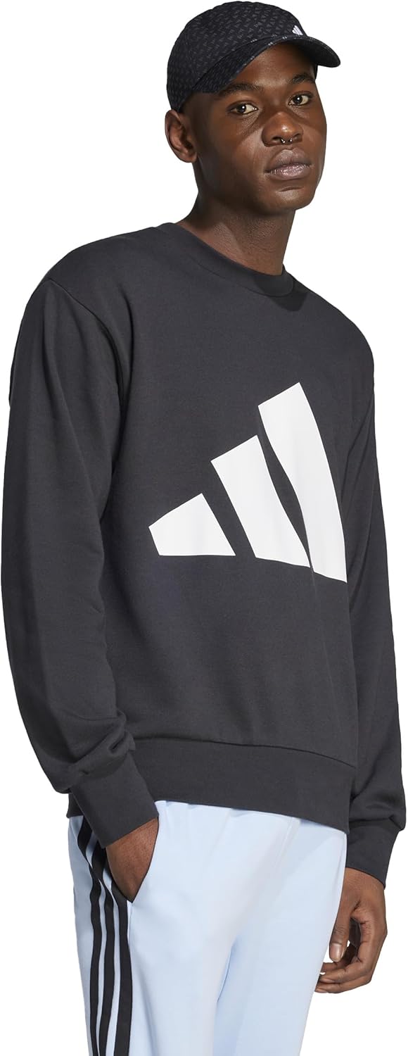 Мужская толстовка Sweat Essentials из французского трикотажа с большим логотипом ECR07 Adidas, черно-белый — фото 2