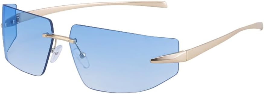 

Солнцезащитные очки без оправы прямоугольной формы для женщин в стиле панк, солнцезащитные очки для мужчин в винтажном стиле, прямоугольные очки без оправы HDUBFY, C6goldblue