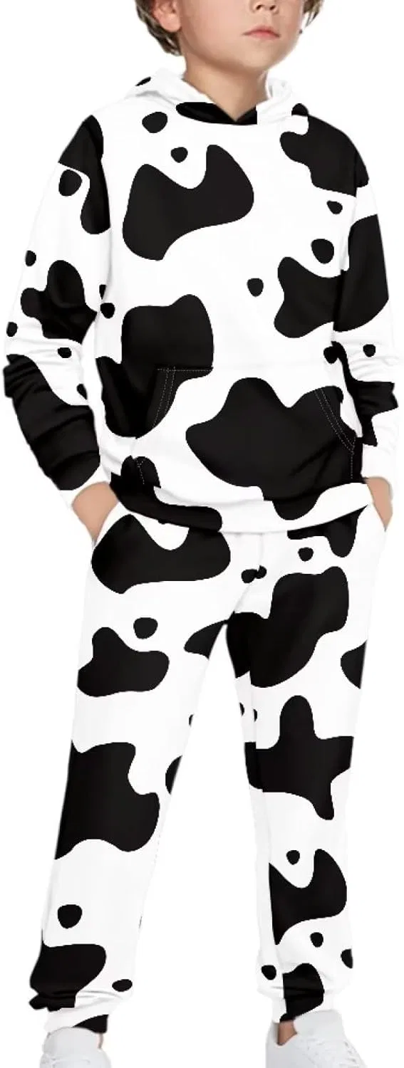Детский спортивный костюм с капюшоном doginthehole, 2 предмета, Cow Print — фото 4